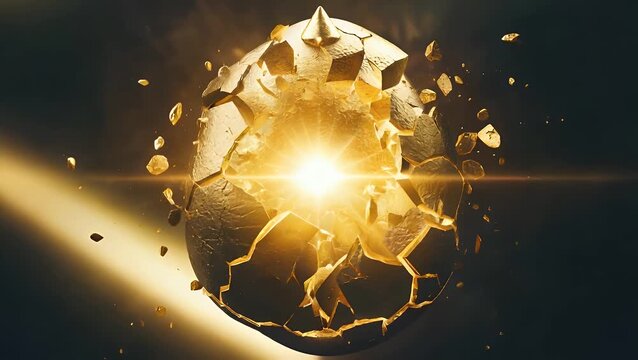 of a Gilded Eggshell that has been Broken Apart to Reveal its