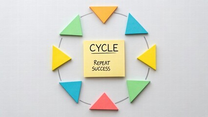 Colorful Cycle Diagram with Sticky Notes on White Background