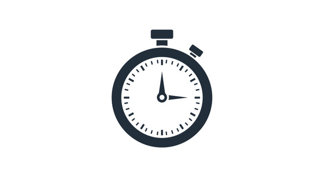 Stopwatch icon, representing time, speed, and efficiency, perfect for infographics, articles, books, flyers, and banners, rendered in a clean, modern vector cartoon illustration style with editable