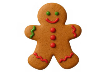 Gingerbread man cookie with colorful icing for christmas and holiday baking celebrating festive dessert traditions