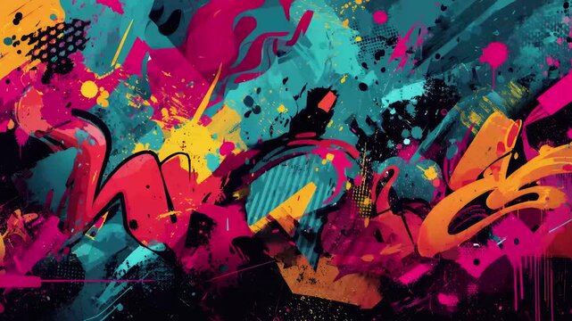 Trendy graffiti brush textures with Neon Colors overlay or background. High quality 4k footage