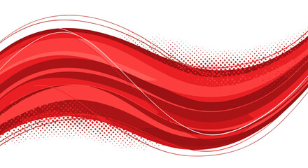 Abstract dynamic red banner background with halftone patterns and flowing lines, modern wallpaper design, vector illustration suitable for templates, sale banners, events, advertisements, and web