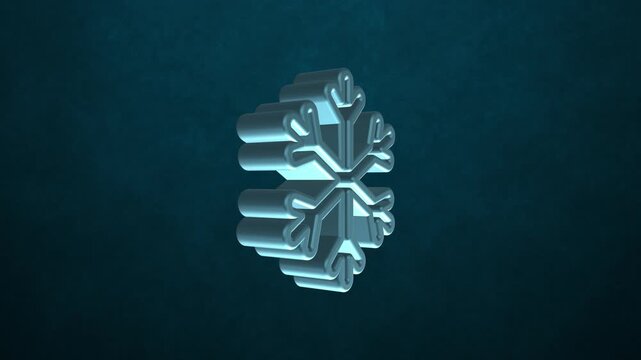 A sleek 3D snowflake logo zooms into view and spins 360&deg; on a frosty blue background, evoking winter magic and Christmas spirit &mdash; ideal for festive branding, intros, or holiday animation projects