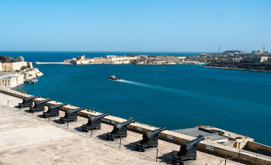 Obraz premium Malta, Valletta, Gozo, Medina, Harobor, Salut Battery, architecture, travel, Mediteraen See, 