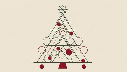 Minimalist Geometric Christmas Tree Vector Illustration Modern Holiday