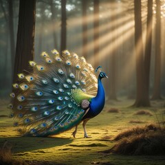 peacock with feathers