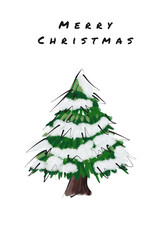 Fototapeta premium christmas tree illustration, merry Christmas, sweetie, happy new year, snow , winter holidays, poster, design, picture, gift, banner, postcards 