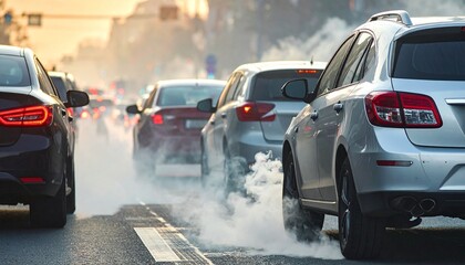 Exhaust fumes from a car in traffic