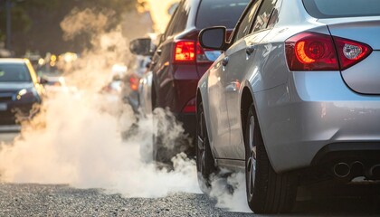 Exhaust fumes from a car in traffic