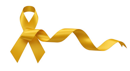 A vibrant golden yellow awareness ribbon representing hope and support for various important causes, isolated on a plain white background
