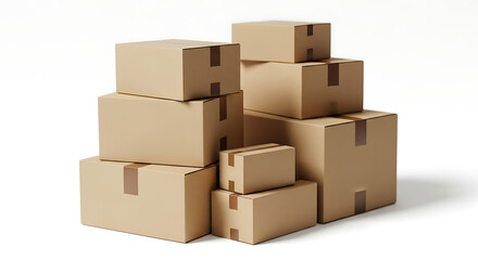 Cardboard Boxes Stacked for Shipping and Moving