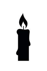 candle simple black icon, flaming candle vector symbol