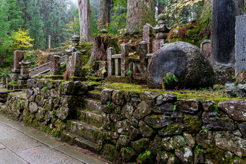 It is considered the largest cemetery in Japan, with more than two hundred thousand graves and memorial monuments. It is located on the sacred Mt. Koya and is immersed in a forest of tall conifers.