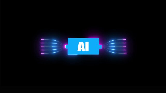 Motion graphic of digital AI Circuit Integration and Data. Motion graphic of digital AI logo with futuristic technology . microchip, Futuristic Screen on 4k AI Circuit Integration and Data.