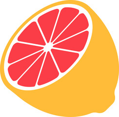 Fototapeta premium Half grapefruit slice colorful flat icon
