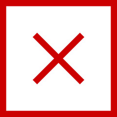 Obraz premium Red cancel icon with square background