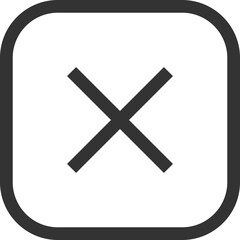 Rounded black cancel icon with cross mark