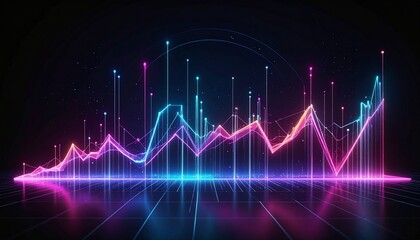 Neon market graph illuminates dark grid