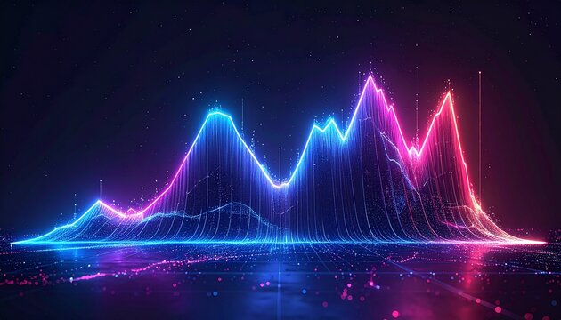 Dynamic futuristic data graph with neon luminescence - Powered by Adobe