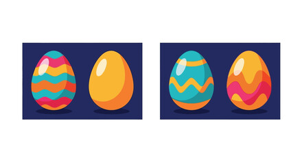 Colorful decorated easter eggs presented on a dark blue background illustration