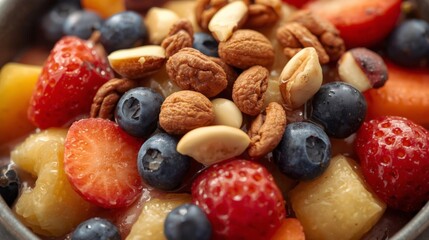 Fresh Fruit Bowl with Nuts and Berries Delight