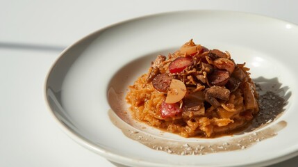 Delicious Plate of Savory Rice Dish with Toppings