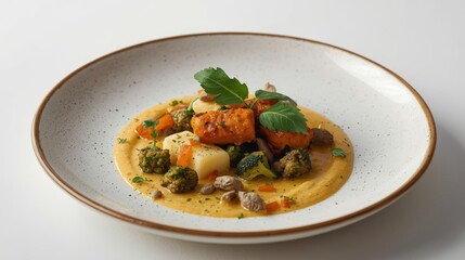 Colorful Gourmet Plate with Vegetables and Salmon