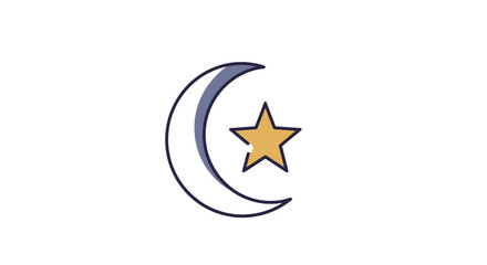 Fototapeta premium Crescent Moon and Star Illustration Symbolizing Islamic Faith and Culture, Ideal for Religious Content, Cultural Events, and Ramadan-Themed Designs.