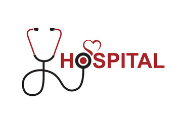 medical halth care icon with stethoscope and heart isolated on white background