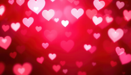 Pink and red heart shapes on gradient background