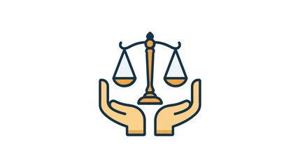 Flat Design Hands Holding Scales of Justice Balance Law Illustration	