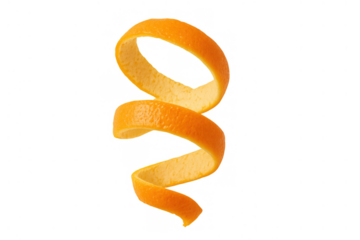 Orange peel spiral twist, fresh citrus zest ingredient, aromatic garnish for cocktails and desserts, cooking flavor