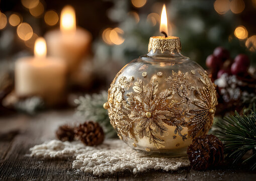 Weihnachtskugel - Hintergrund mit Kerze