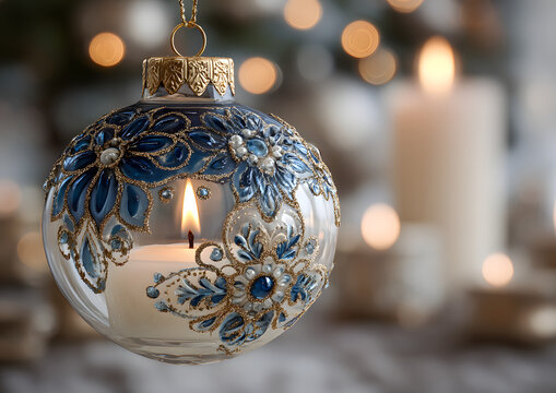 Weihnachtskugel - Hintergrund mit Kerze