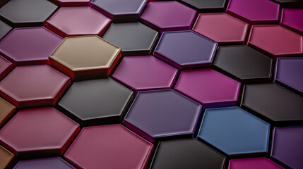 Colorful Hexagonal Tile Pattern with Modern Geometric Abstract D