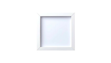 Square white picture frame against a black background, centered and empty