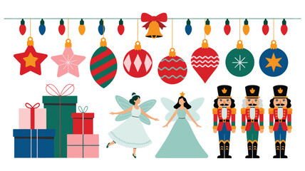 Christmas Decoration Ornaments with Angel and Nutcrackers