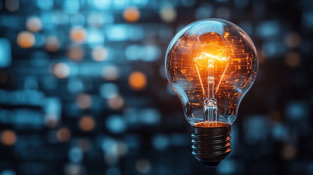 Bright idea, data analysis, innovation concept