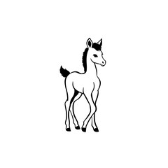 Obraz premium foal. foal simple black and white line art vector logo