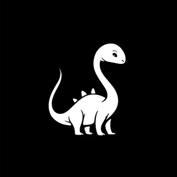 Maiasaura. Maiasaura simple black and white line art vector logo
