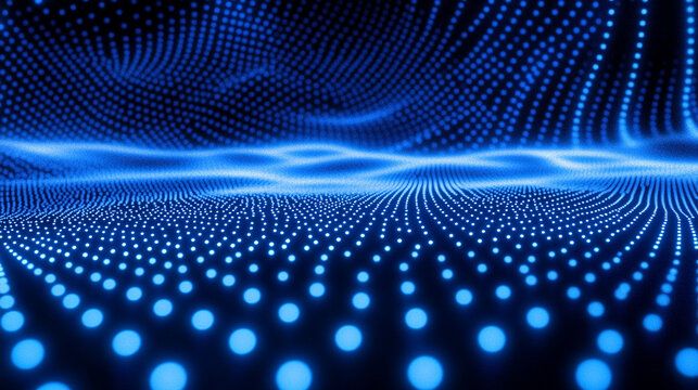 Digital technology dots form a seamless 3D pixel pattern with futuristic abstract design symbolizing innovation connectivity data flow and modern tech aesthetic in vibrant digital composition