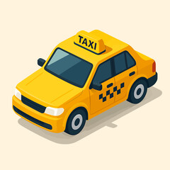Vector illustration of a modern yellow taxicab, an icon for quick city transit, rapid ride-hailing, and efficient urban mobility