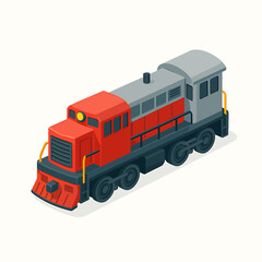Isometric Diesel Locomotive Transportation and Travel Icon