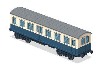 Isometric Railway Carriage Detailed Passenger Car Illustration