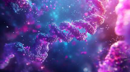 A glowing DNA double helix twisting in space symbolizes life genetic code scientific discovery and the blueprint of existence reflecting innovation evolution and the connection of all living beings