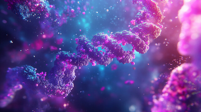 A glowing DNA double helix twisting in space symbolizes life genetic code scientific discovery and the blueprint of existence reflecting innovation evolution and the connection of all living beings