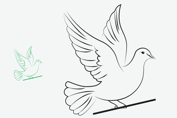 Obraz premium Peace Dove Illustration with Simple Sketch Outline