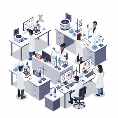 Scientists working in a modern laboratory with advanced equipment.