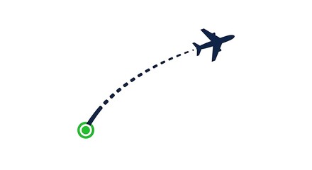 Airplane flight path showing travel from origin point