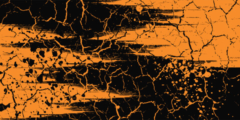 orange black brush Car sticker wrap pattern banner abstract sporty lines black orange color combination grunge brush modern pattern racing motorsport vector design.